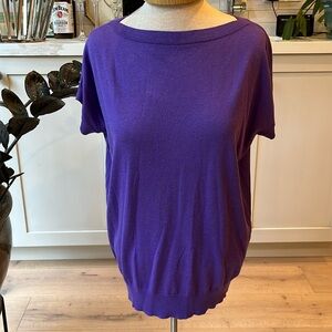 VGUC Ralph Lauren purple silk blend drop shoulder short sleeve boat neck sweater
